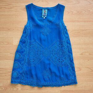 Johnny Was Embroidered Oversized Sleeveless Blouse Top, Size XS